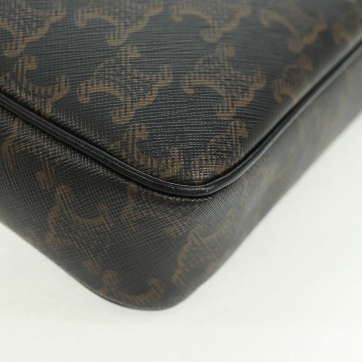 Celine Logo Messenger Bag Triomphe Coated Canvas, Black, PVC, Shoulder Bag