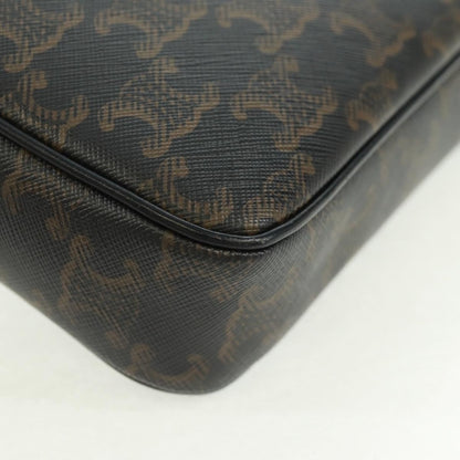 Celine Logo Messenger Bag Triomphe Coated Canvas, Black, PVC, Shoulder Bag