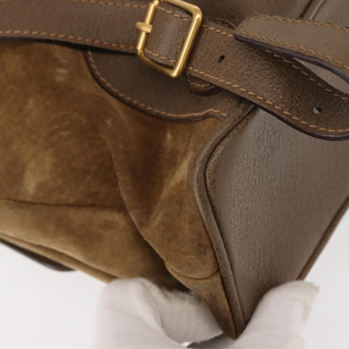 Gucci Vintage Bamboo Backpack Suede, BROWN, SUEDE, Backpack