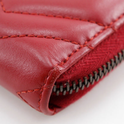 Gucci GG Marmont Zip Around Wallet Matelasse Leather, RED, LEATHER, Wallets