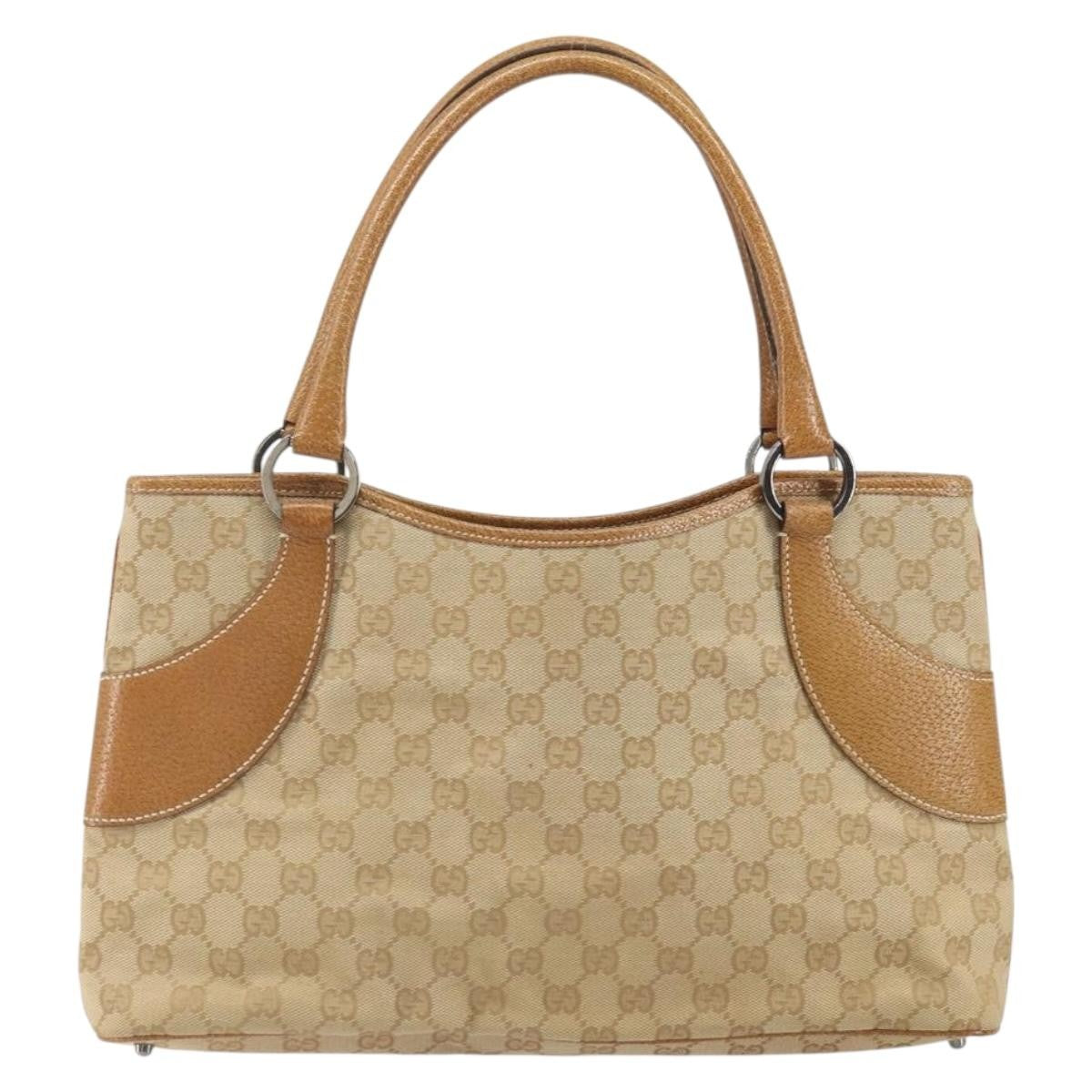 Gucci Vintage Ring Tote GG Canvas with Leather, BEIGE, CANVAS, Tote bag