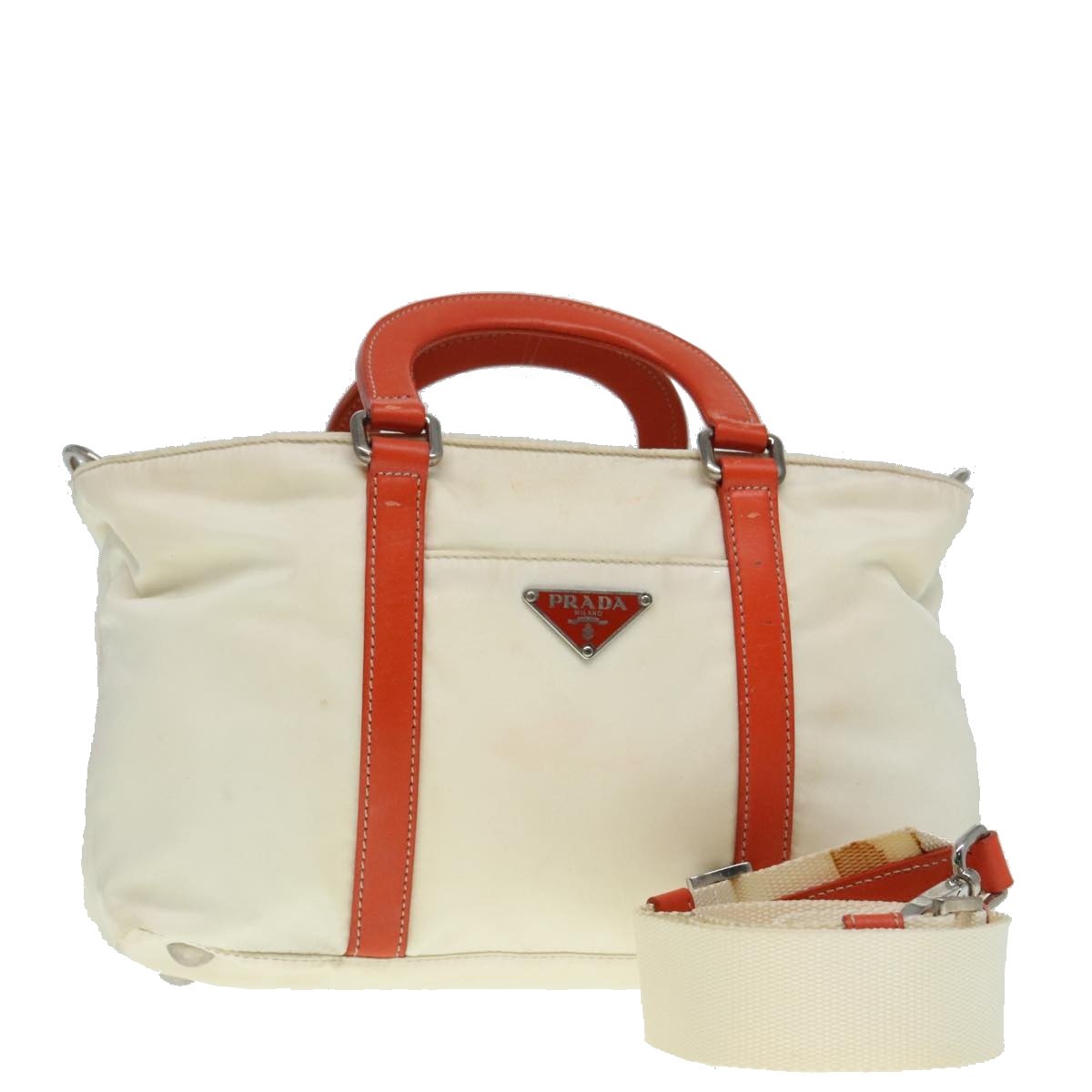 Prada Vintage Zip Handbag Tessuto, ECRU, NYLON, Handbag