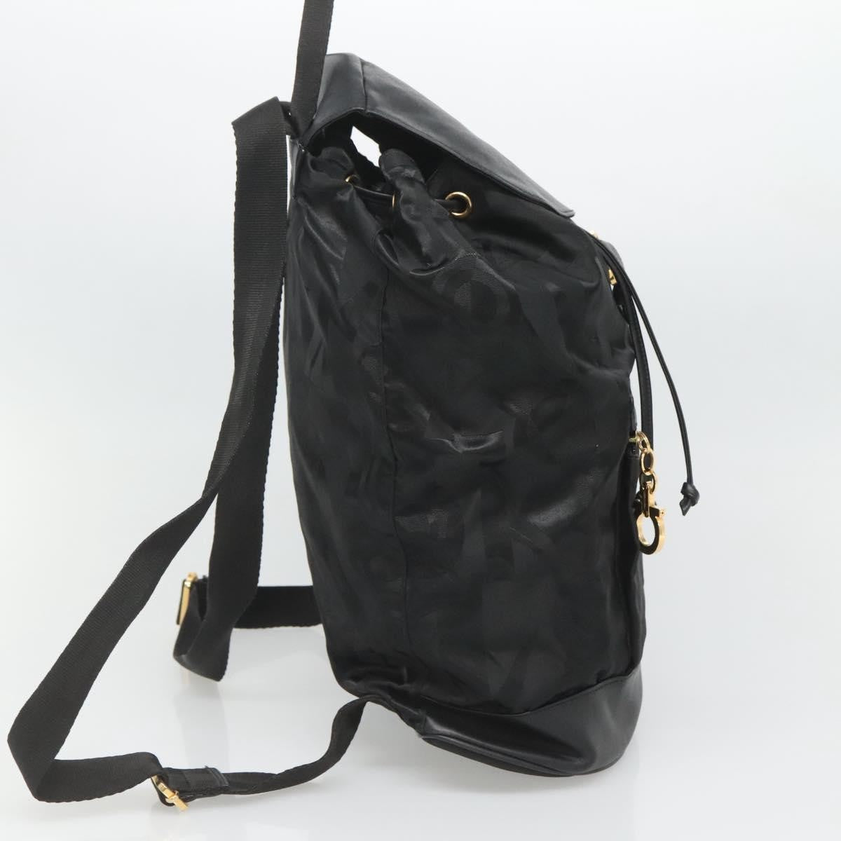 Salvatore Ferragamo Vintage Gancini Backpack Nylon, BLACK, NYLON, Backpack
