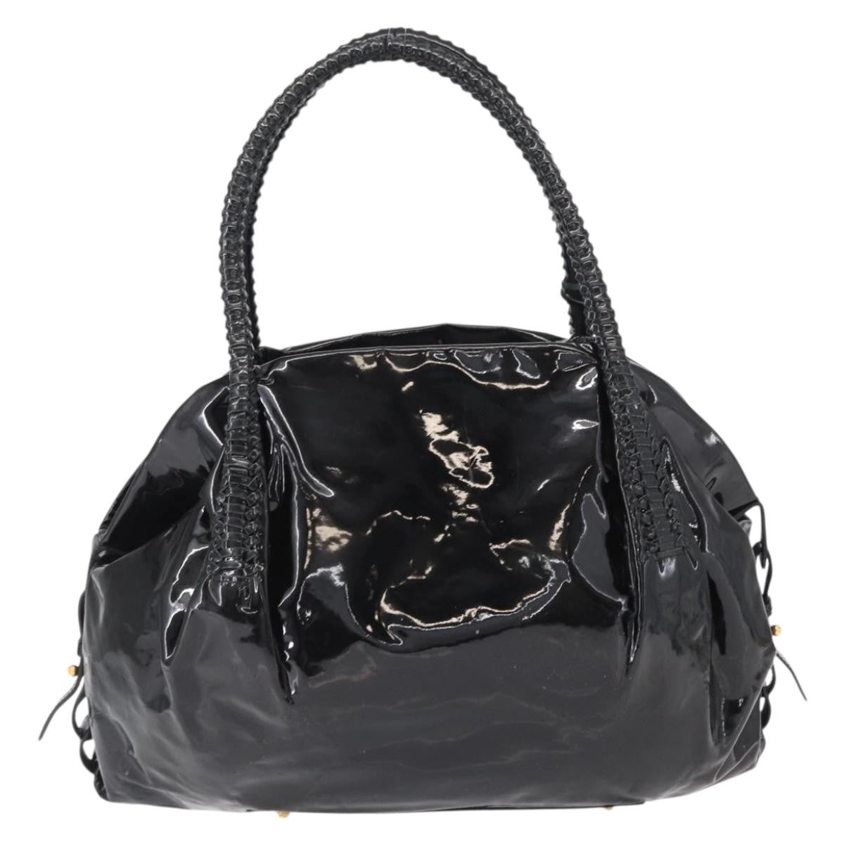 Salvatore Ferragamo Gancini Tote Patent leather, BLACK, PATENT_LEATHER, Tote bag