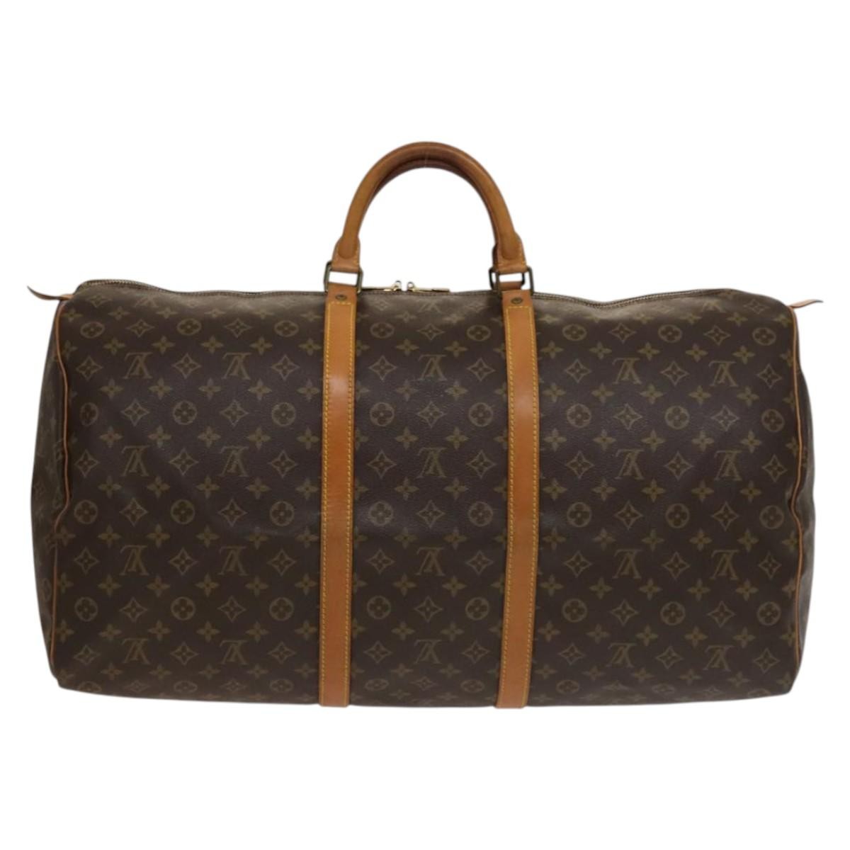 Louis Vuitton Keepall Bag Monogram Canvas, BROWN, CANVAS, Travel bag