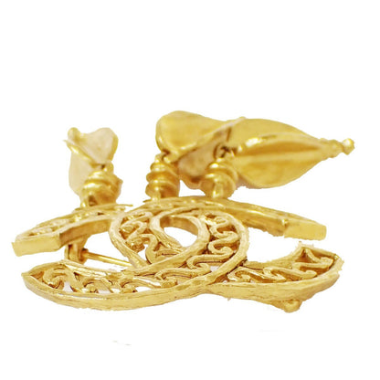 Chanel Vintage CC Fringe Brooch Metal, GOLD, GOLD_PLATED, Brooch