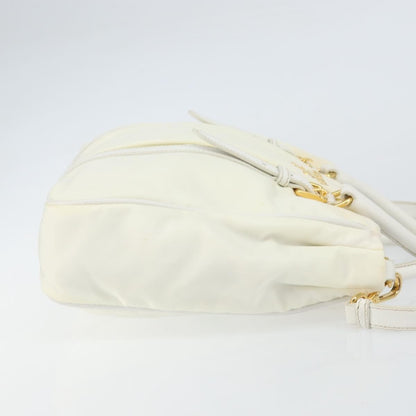 Prada Vintage Tote Tessuto with Leather, WHITE, NYLON, Tote bag