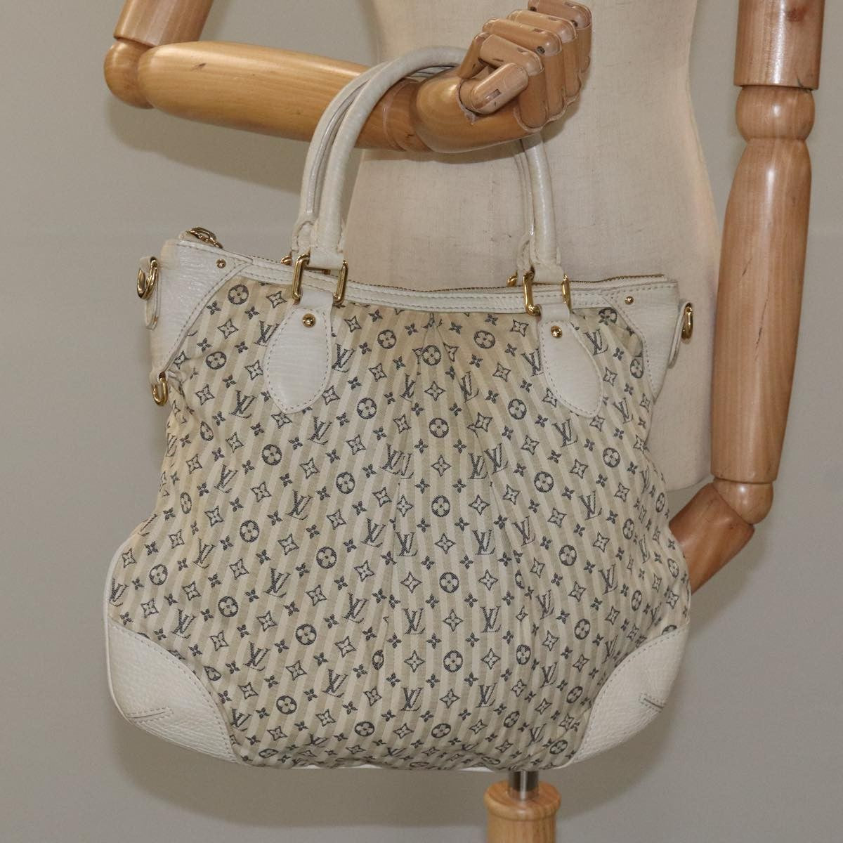 Louis Vuitton Marina Handbag Mini Lin Croisette, BEIGE, CANVAS, Handbag