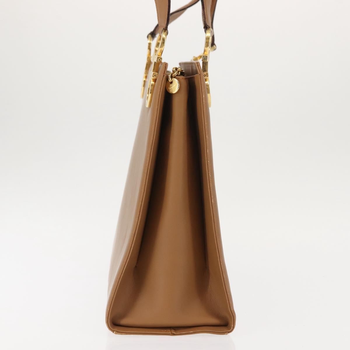 Salvatore Ferragamo Gancini Shoulder Bag Leather, BEIGE, LEATHER, Shoulder bag