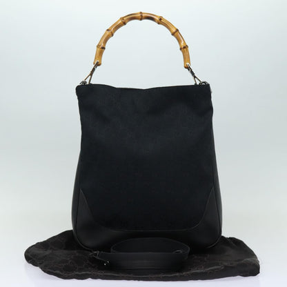 Gucci Bamboo Shoulder Bag GG Canvas, Black, Canvas, Shoulder Bag