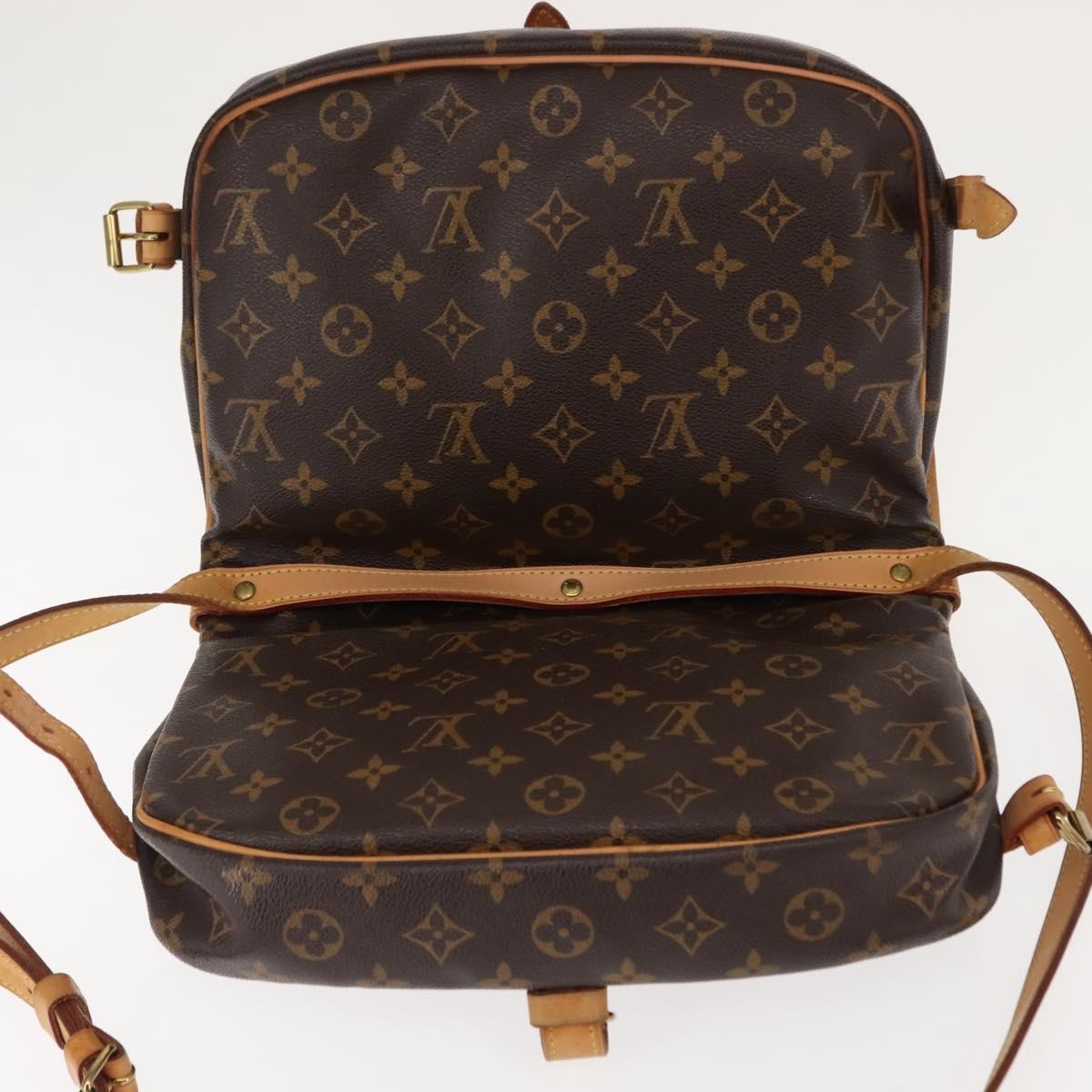 Louis Vuitton Saumur Handbag Monogram Canvas, BROWN, CANVAS, Shoulder bag