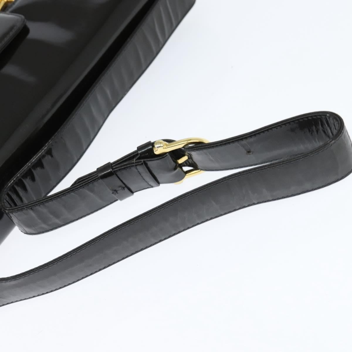 Celine Vintage Carriage Flap Clutch Leather, BLACK, PATENT_LEATHER, Shoulder bag