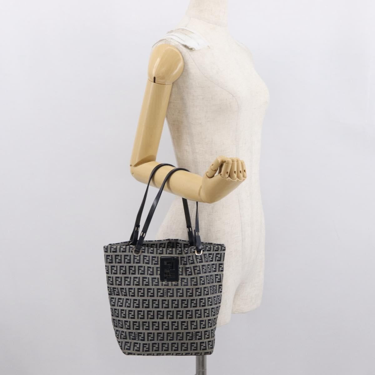 Fendi Shopping Tote Zucchino Canvas, NAVY, CANVAS, Tote bag