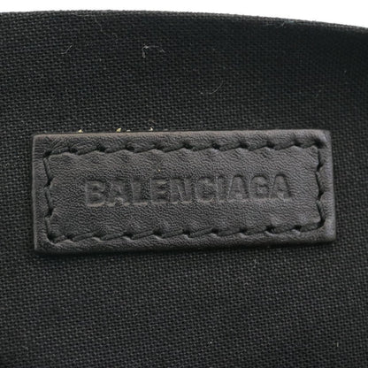 Balenciaga Navy Zip Pouch Canvas and Leather, WHITE, CANVAS, Clutche & pouche