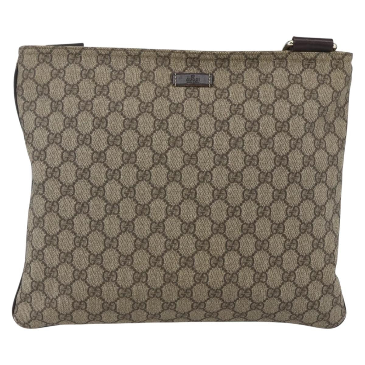 Gucci Zip Top Messenger Bag GG Coated Canvas, BEIGE, CANVAS, Shoulder bag