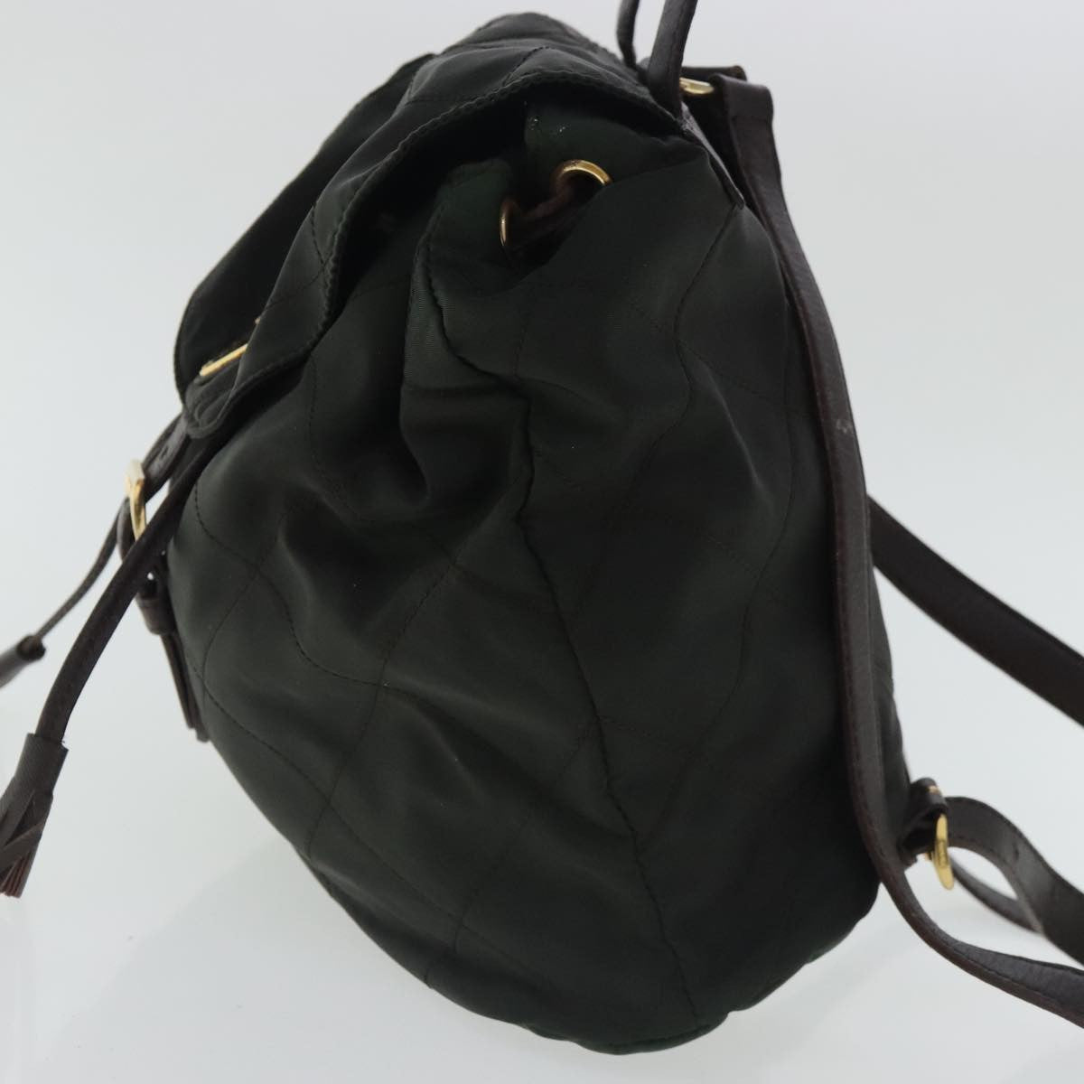 Prada Buckle Backpack Quilted Tessuto, GREEN, NYLON, Backpack