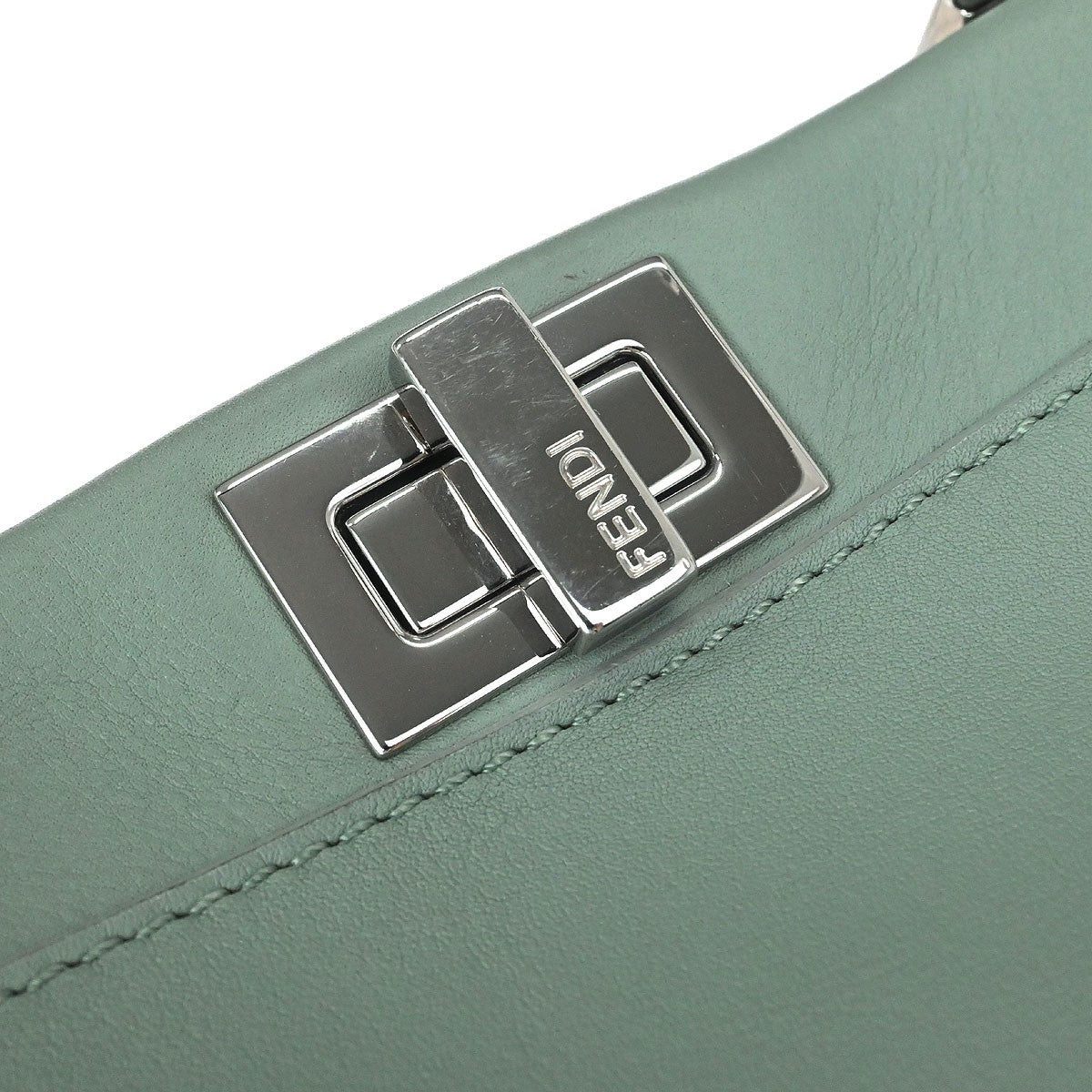 Fendi Peekaboo Bag Leather, Green, Leather, Handbag