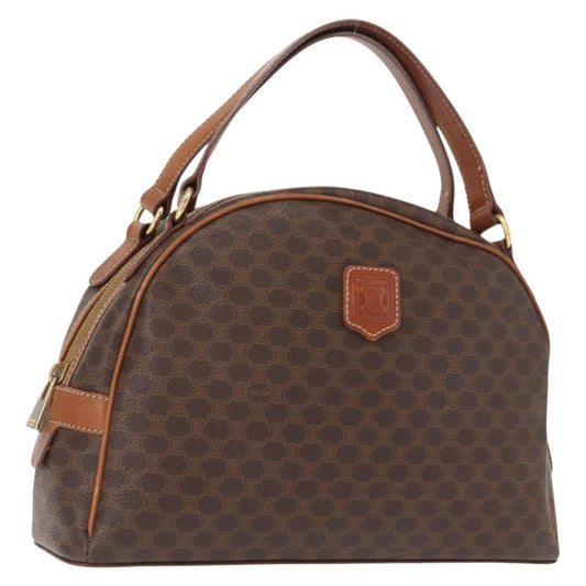 Celine Vintage Macadam Handbag Canvas and Leather, BROWN, CANVAS, Handbag