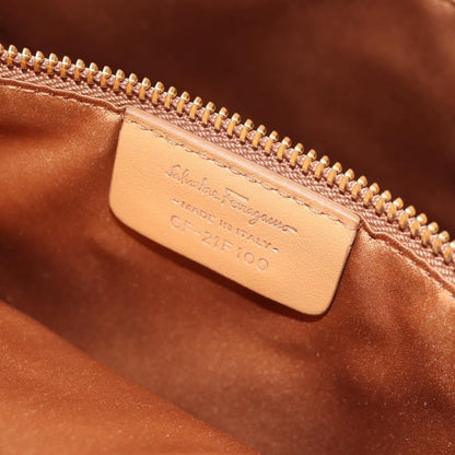Salvatore Ferragamo Vintage Fiamma Satchel Canvas and Leather, BEIGE, CANVAS, Handbag
