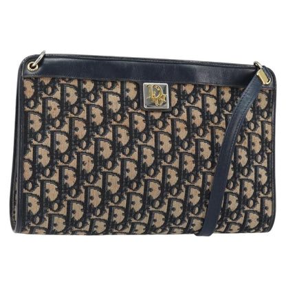 Christian Dior Vintage Trotter Shoulder Bag Canvas, NAVY, CANVAS, Shoulder bag