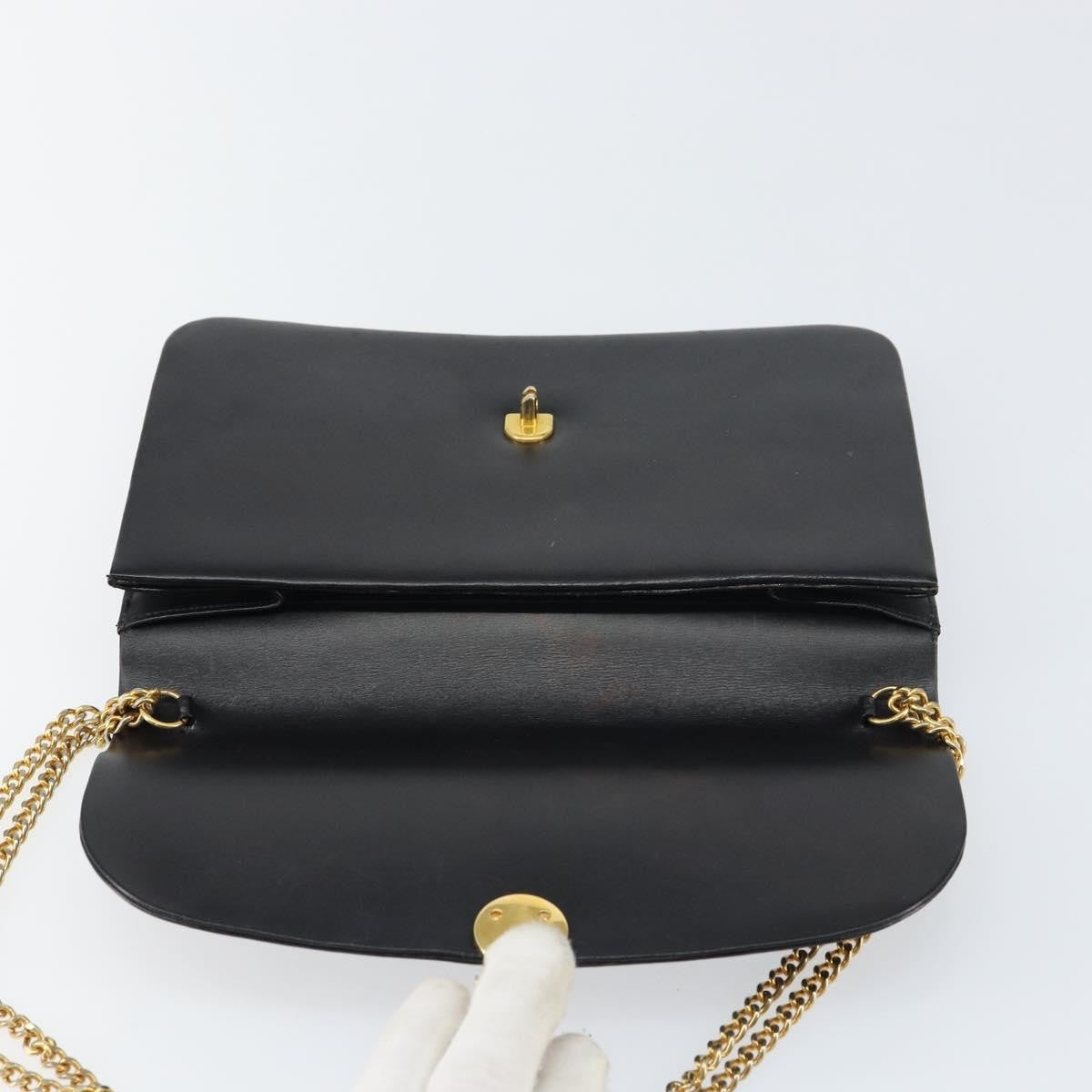 Christian Dior Vintage Chain Flap Shoulder Bag Leather, BLACK, LEATHER, Shoulder bag