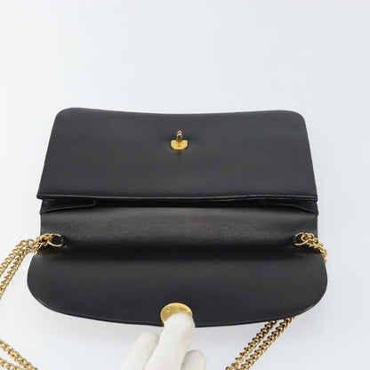 Christian Dior Vintage Chain Flap Shoulder Bag Leather, BLACK, LEATHER, Shoulder bag