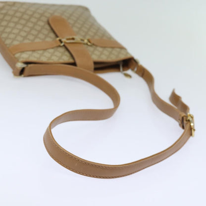 Celine Vintage Macadam Shoulder Bag Canvas and Leather, Beige, Canvas, Shoulder Bag
