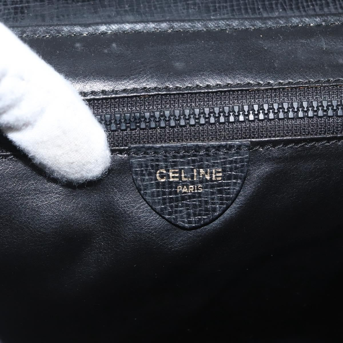 Celine Circle Logo Shoulder Bag Leather, BLACK, LEATHER, Shoulder bag
