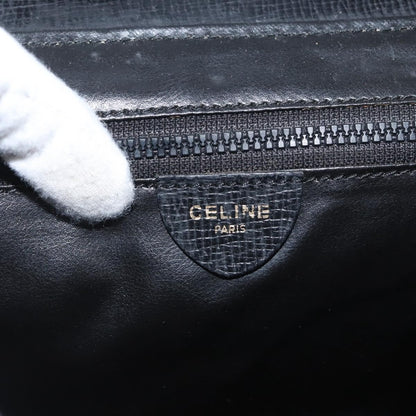 Celine Circle Logo Shoulder Bag Leather, BLACK, LEATHER, Shoulder bag