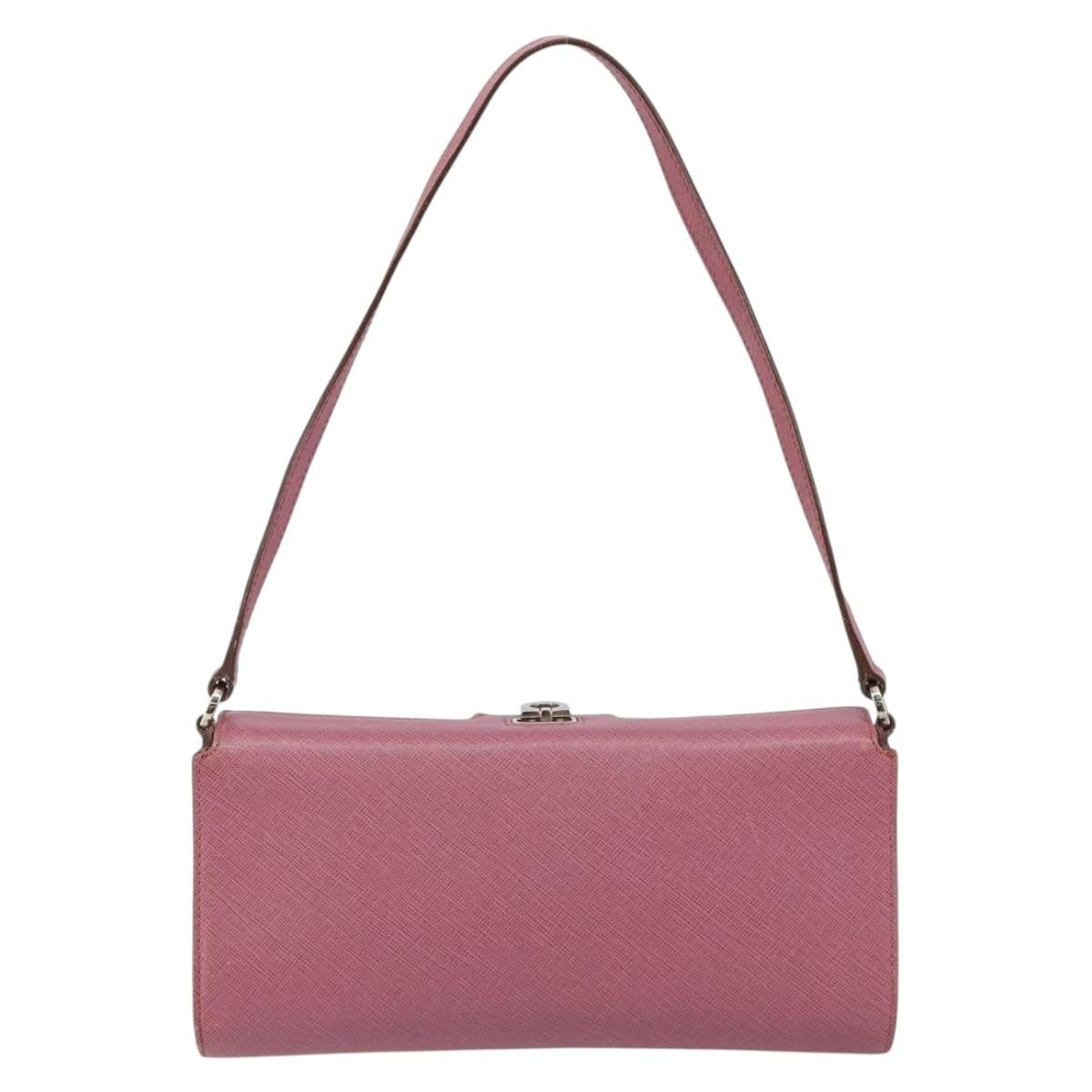 Salvatore Ferragamo Gancini Pouch Leather, PINK, LEATHER, Clutche & pouche