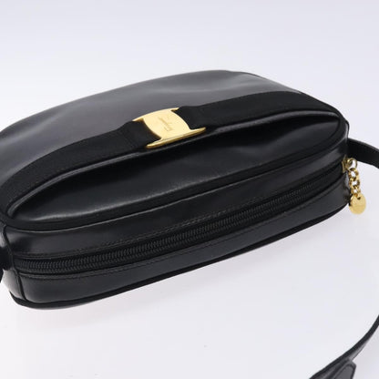 Salvatore Ferragamo Vala Shoulder Bag Leather, BLACK, LEATHER, Shoulder bag