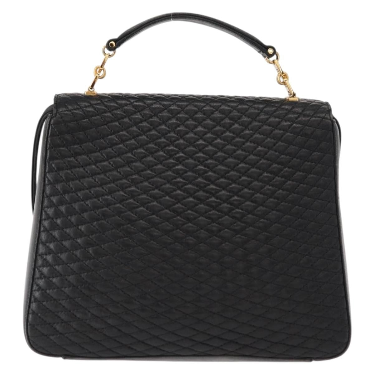 Bally Vintage Handbag Quilted Leather, BLACK, LEATHER, Handbag