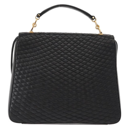 Bally Vintage Handbag Quilted Leather, BLACK, LEATHER, Handbag