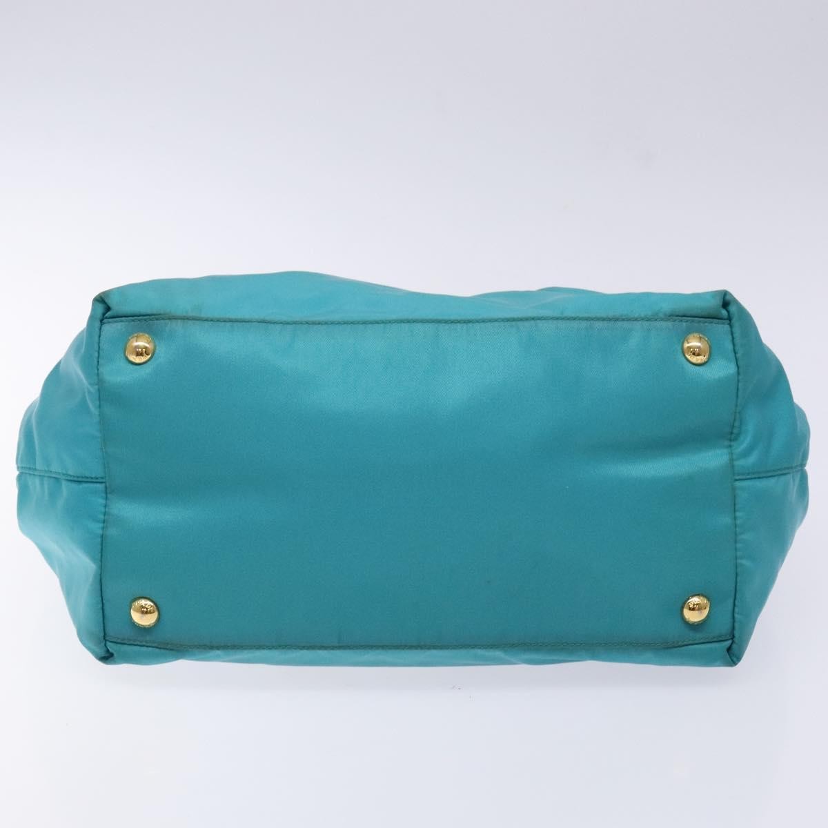 Prada Logo Bow Tote Tessuto with Leather, TURQUOISE, NYLON, Tote bag