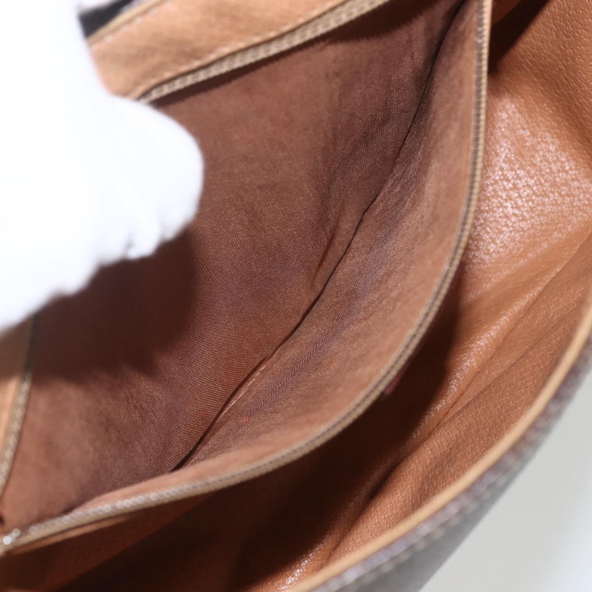 Celine Vintage Macadam Shoulder Bag Canvas and Leather, BROWN, CANVAS, Shoulder bag
