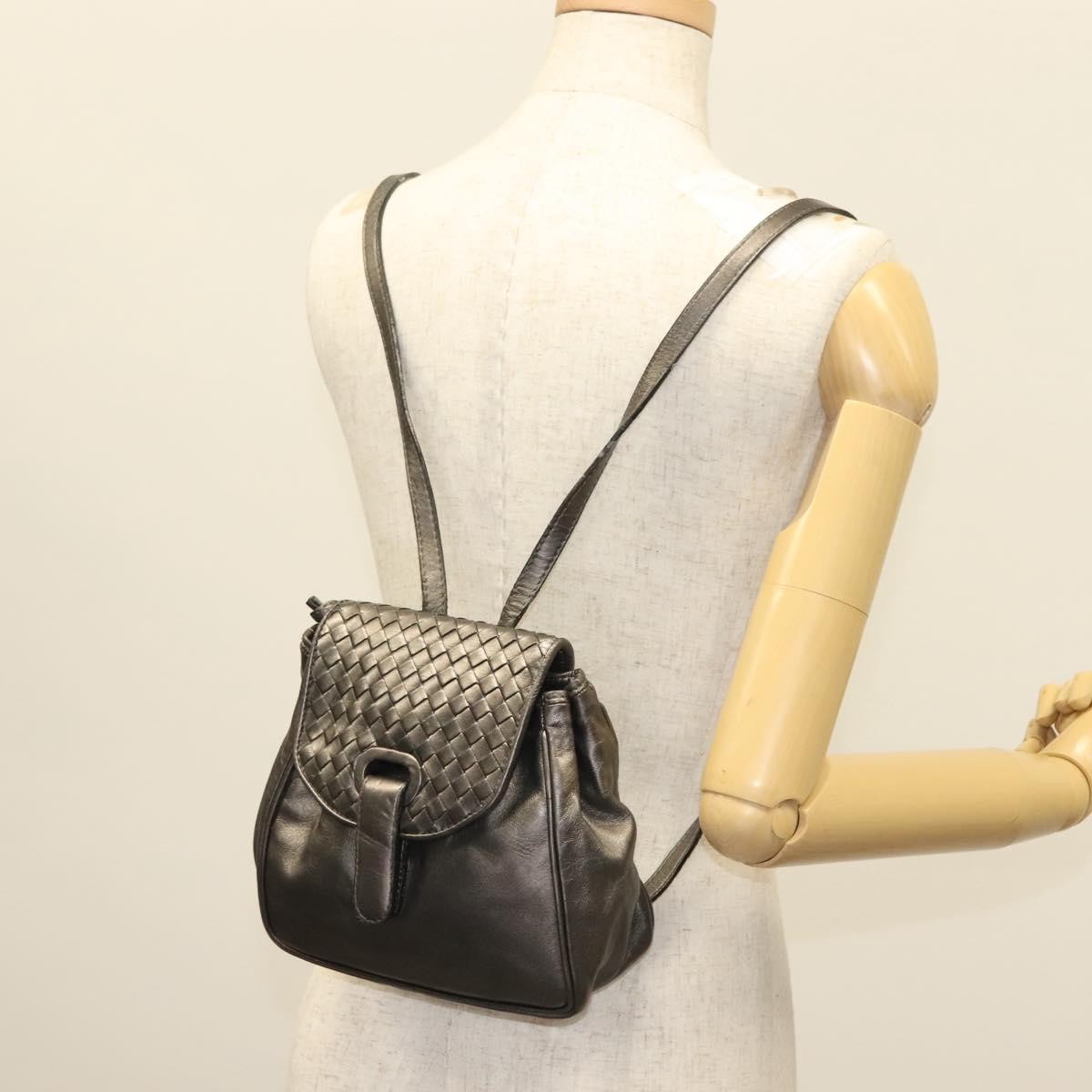Bottega Veneta Intrecciato Backpack Patent Leather, METALLIC, LEATHER, Backpack