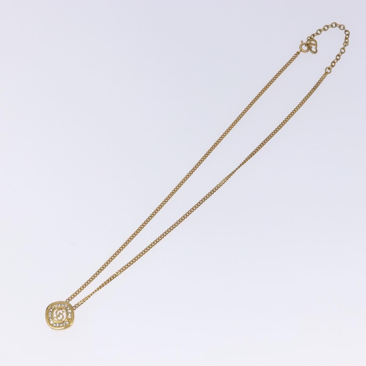 Christian Dior CD Round Pendant Necklace Metal and Crystals, GOLD, METAL, Necklace