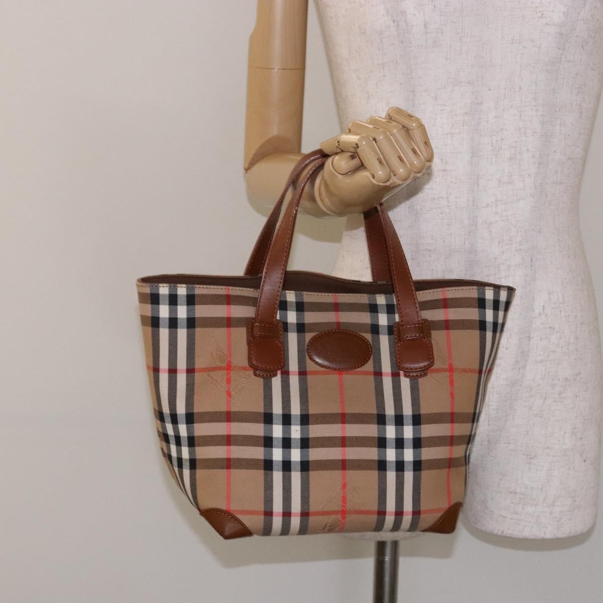 Burberry Nova Check Tote Canvas and Leather, BEIGE, CANVAS, Tote bag