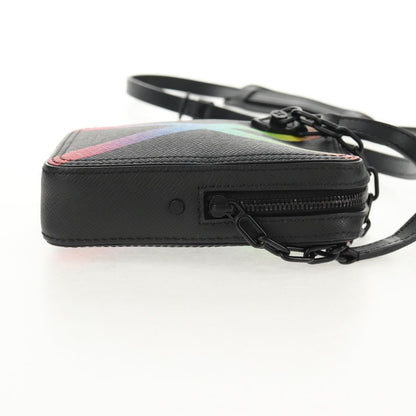Louis Vuitton Danube Messenger Bag Rainbow Taiga Leather, BLACK, LEATHER, Crossbody bag