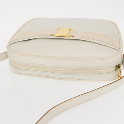 Salvatore Ferragamo Vala Shoulder Bag Leather, WHITE, LEATHER, Shoulder bag