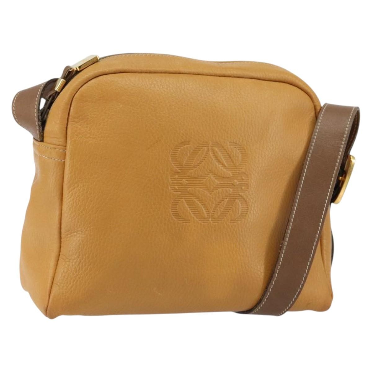 Loewe Anagram Shoulder Bag Leather, BROWN, LEATHER, Shoulder bag