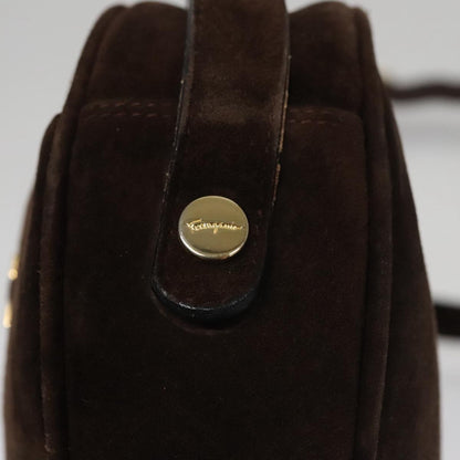 Salvatore Ferragamo Gancini Shoulder Bag Suede, Brown, Suede, Shoulder Bag