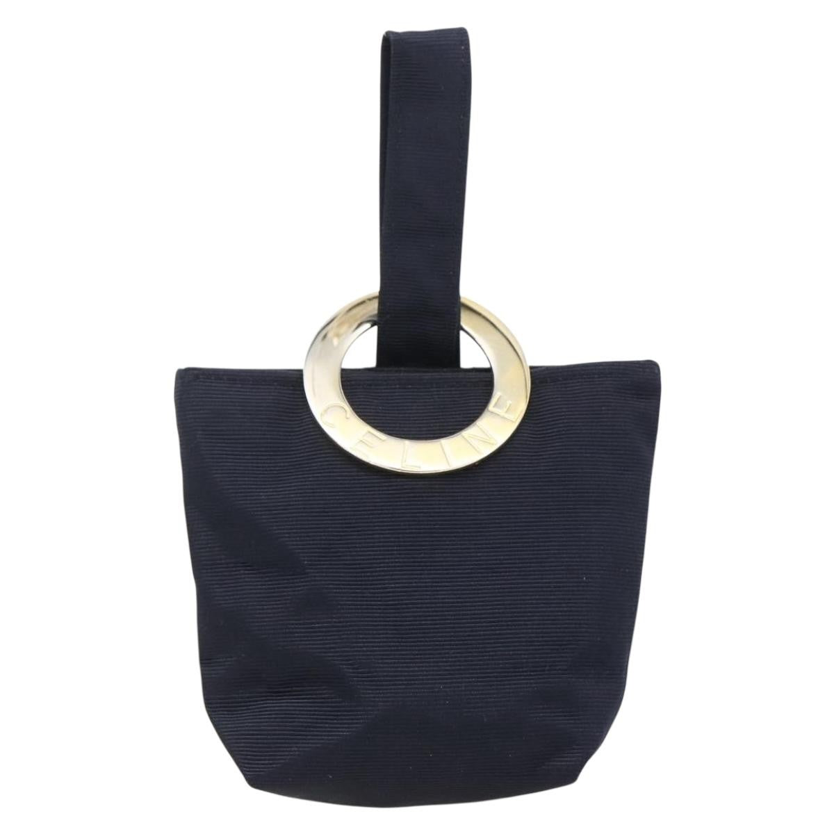 Celine Circle Logo Pouch Nylon, NAVY, NYLON, Clutche & pouche