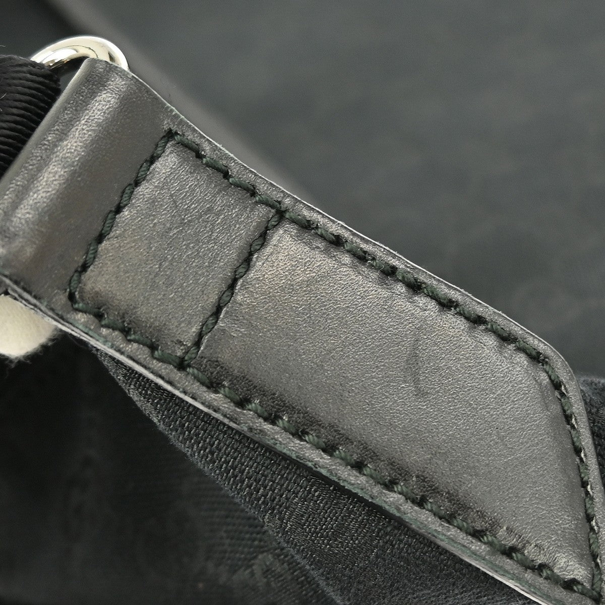 Gucci Zip Messenger Bag GG Canvas with Perforated Leather, BLACK, CANVAS, Shoulder bag