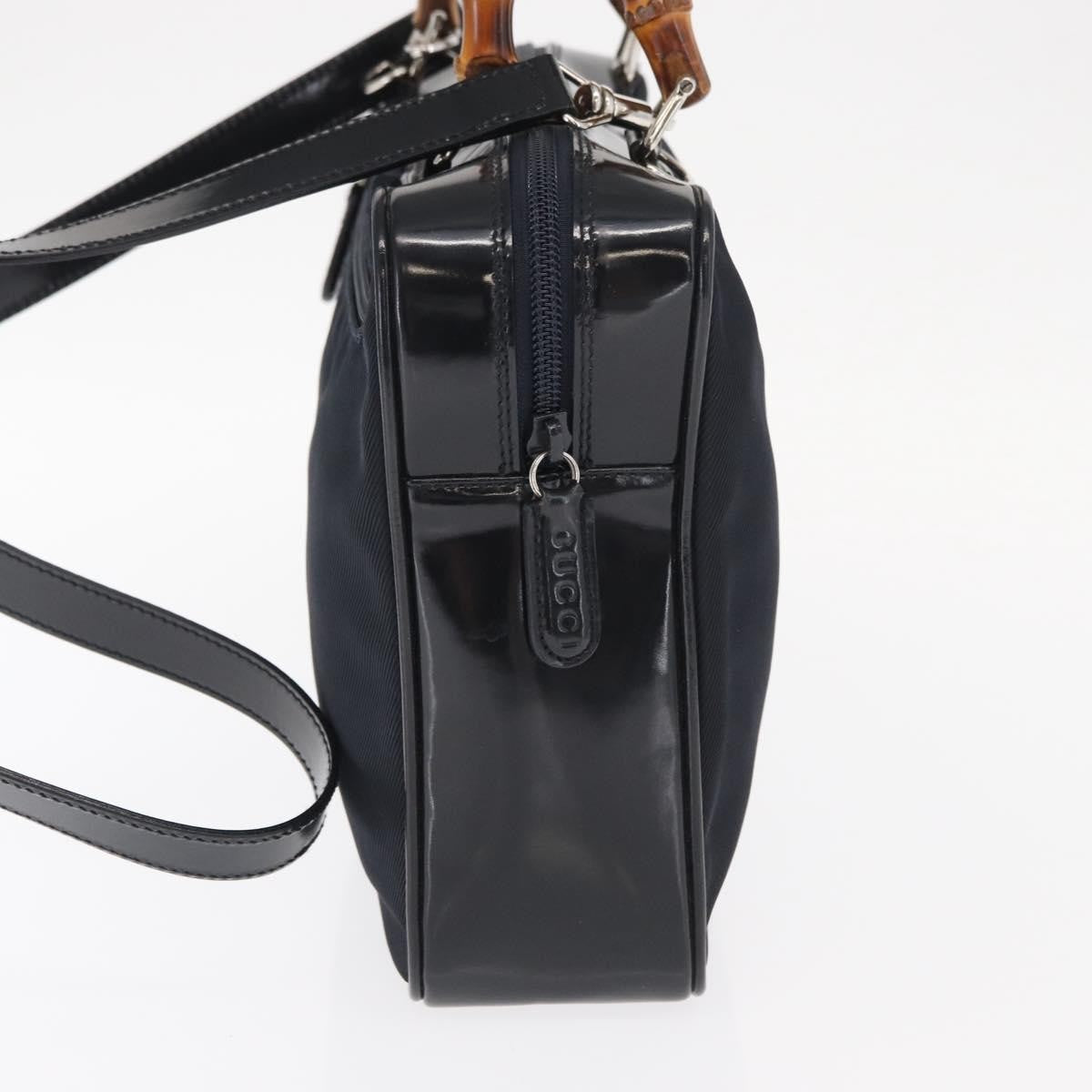 Gucci Vintage Bamboo Handle Bag Nylon, BLACK, NYLON, Handbag