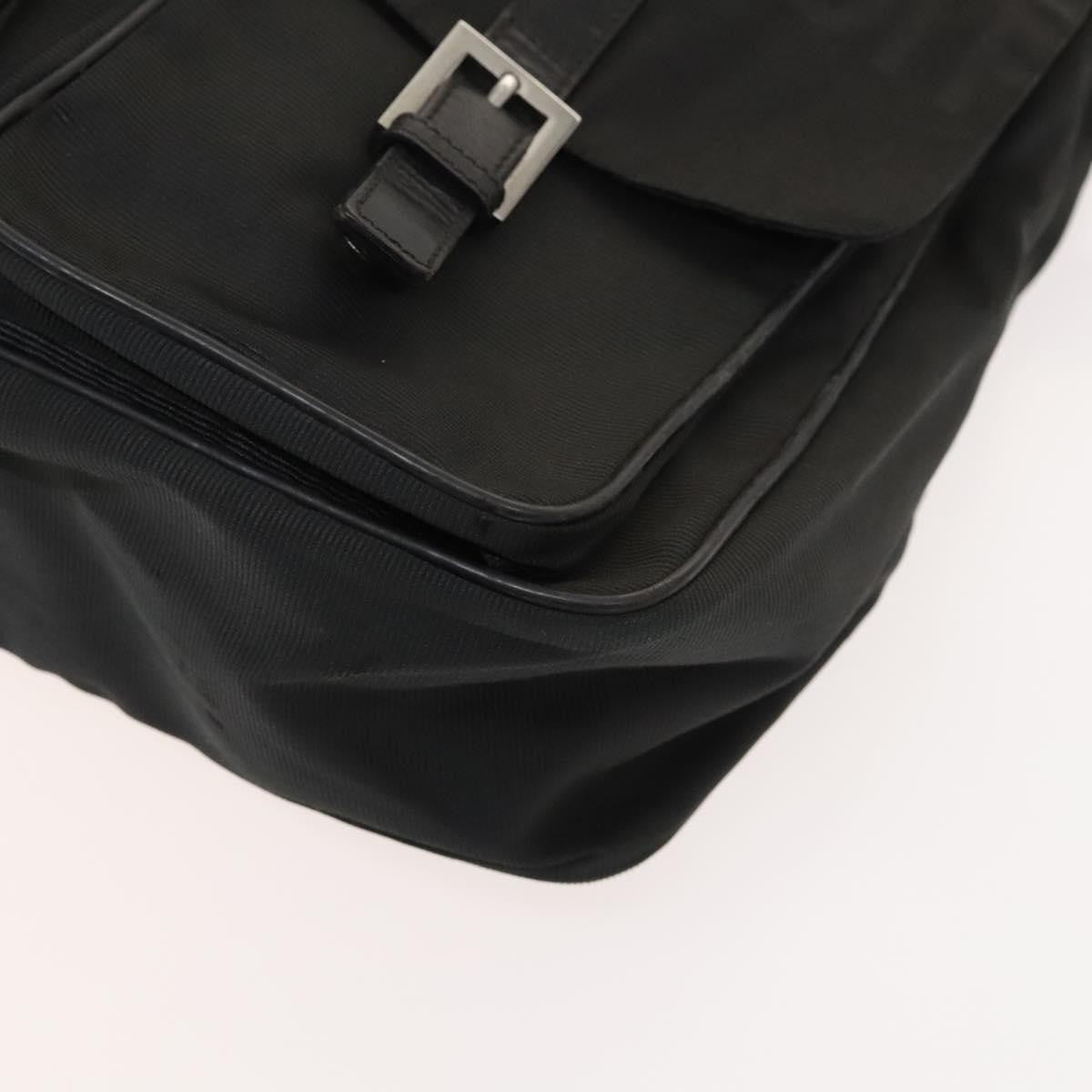 Fendi Vintage Double Buckle Flap Shoulder Bag Nylon, BLACK, NYLON, Shoulder bag
