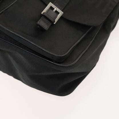 Fendi Vintage Double Buckle Flap Shoulder Bag Nylon, BLACK, NYLON, Shoulder bag