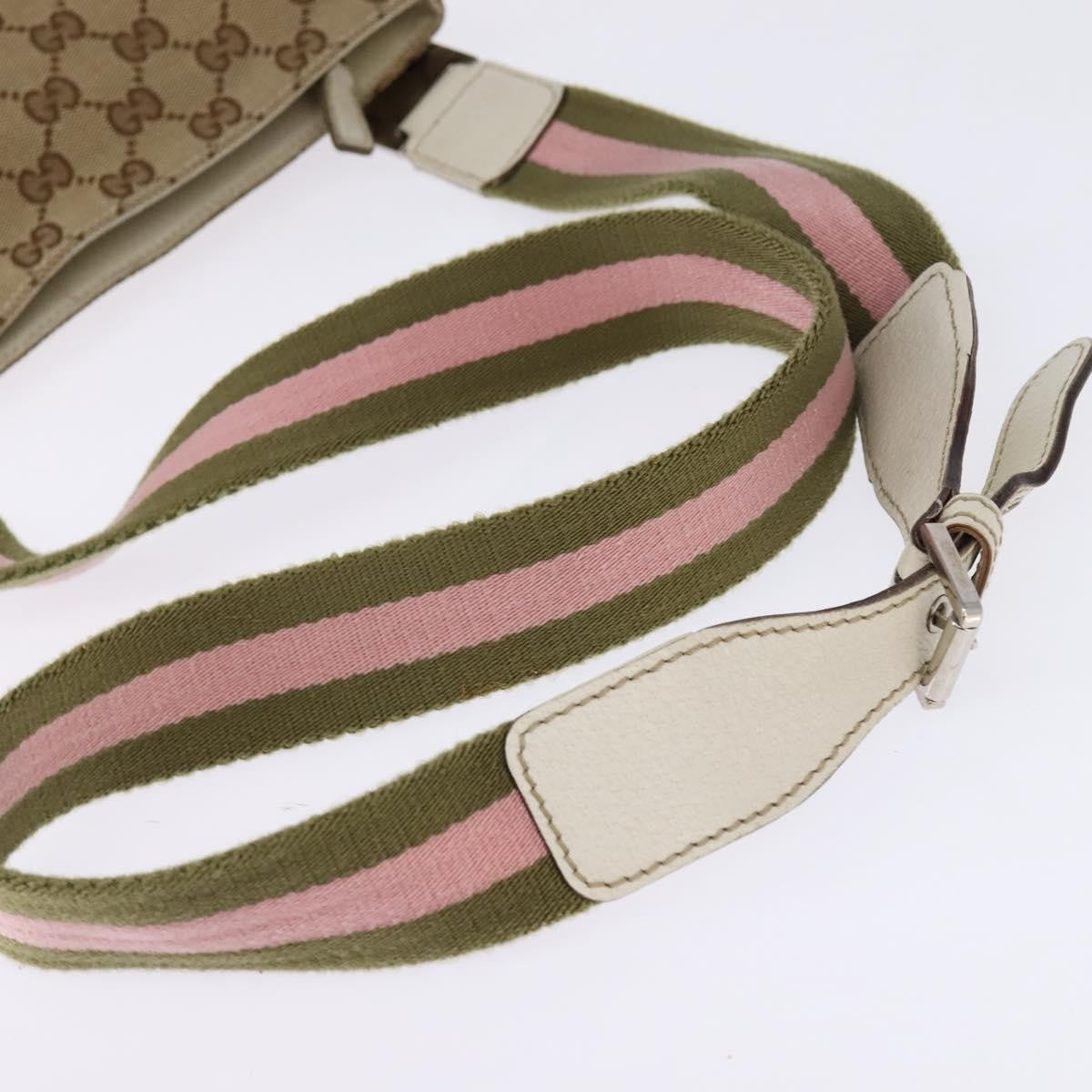 Gucci Flat Messenger Bag GG Canvas, BEIGE, CANVAS, Shoulder bag