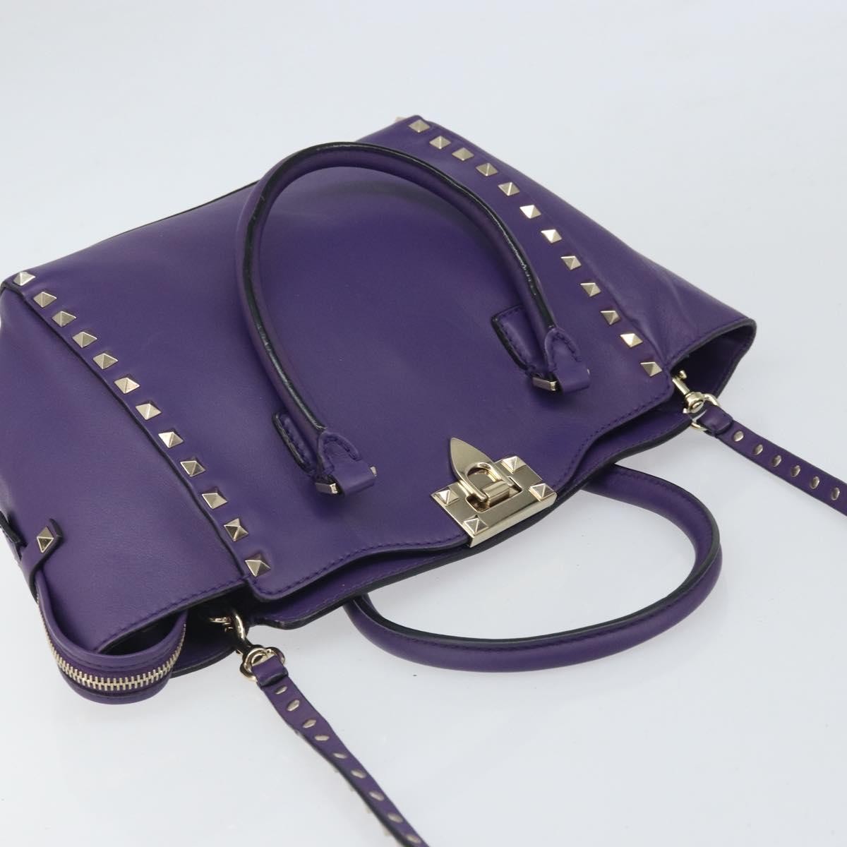 Valentino Garavani Rockstud Tote Rigid Leather, PURPLE, LEATHER, Tote bag