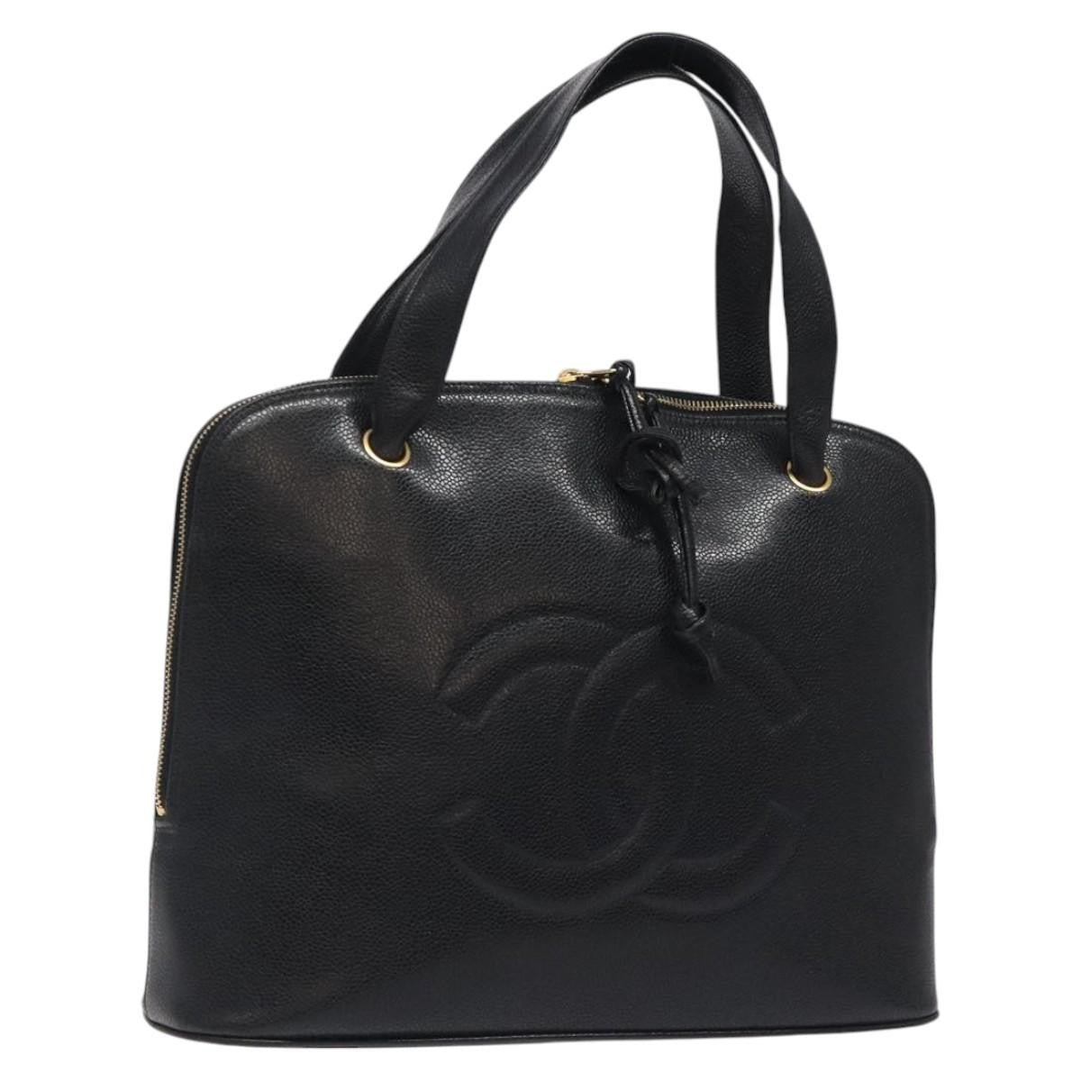 Chanel Coco Mark Black cakfskin, BLACK, CALFSKIN, Handbag